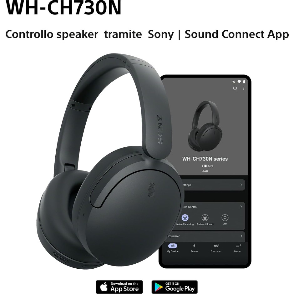 Sony WH-CH730N Cuffie Bluetooth 6.0 con cancellazione del rumore pieghevoli beige