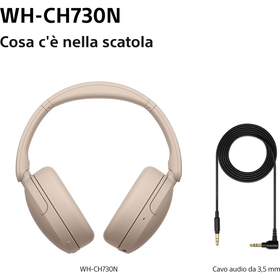 Sony WH-CH730N Cuffie Bluetooth 6.0 con cancellazione del rumore pieghevoli beige