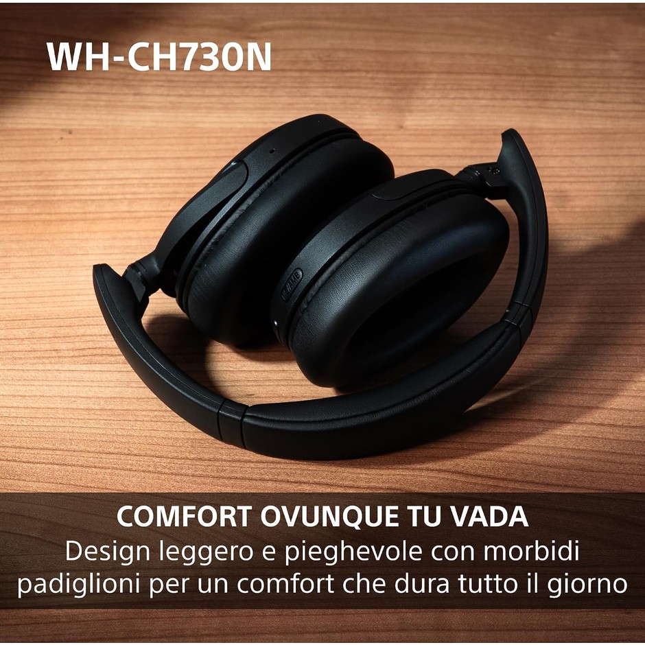 Sony WH-CH730N Cuffie Bluetooth 6.0 con cancellazione del rumore pieghevoli beige