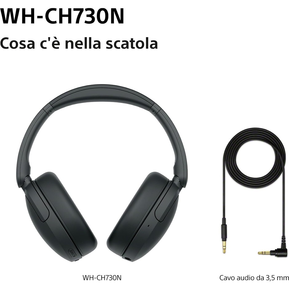 Sony WH-CH730N Cuffie Bluetooth 6.0 con cancellazione del rumore pieghevoli nere