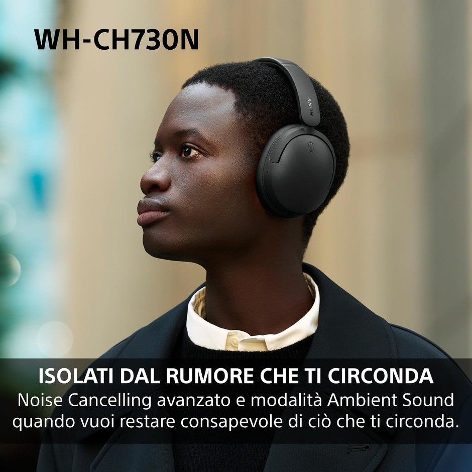 Sony WH-CH730N Cuffie Bluetooth 6.0 con cancellazione del rumore pieghevoli nere