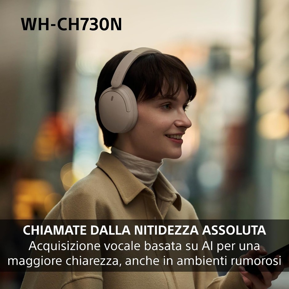 Sony WH-CH730N Cuffie Bluetooth 6.0 con cancellazione del rumore pieghevoli nere