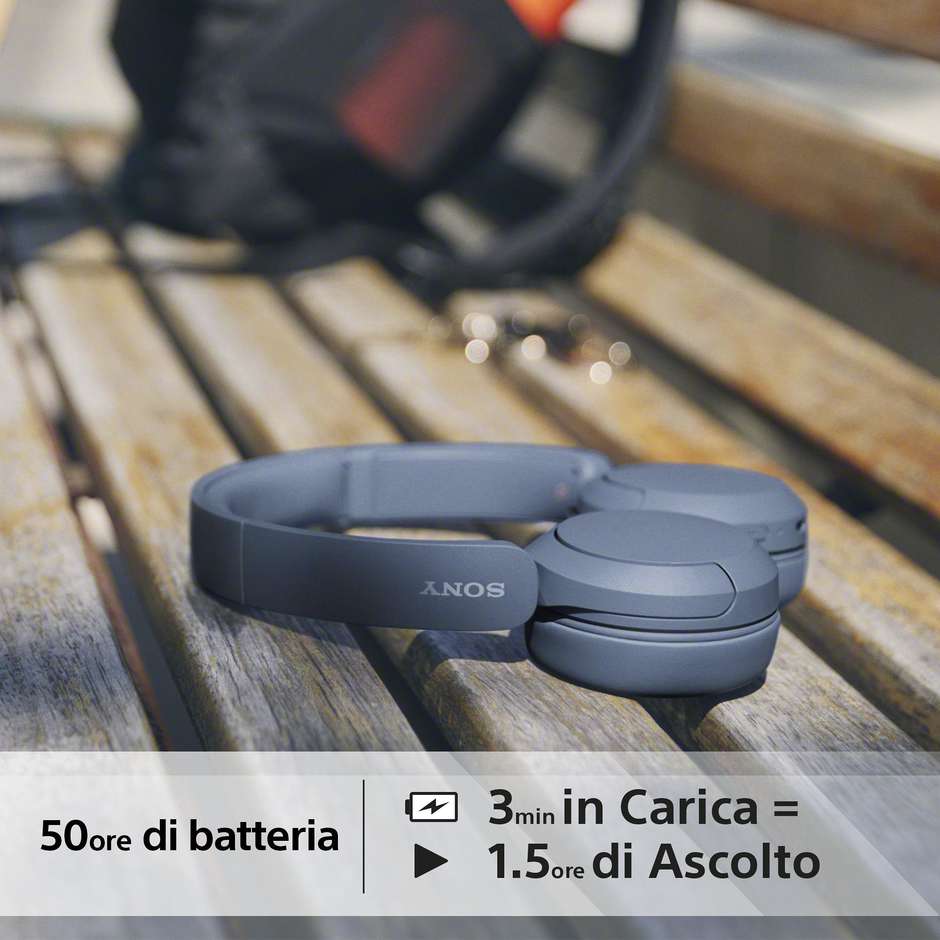 SONY WHCH520L.C Cuffie Wireless Bluetooth con Microfono Integrato Autonomia 50 Colore Blue