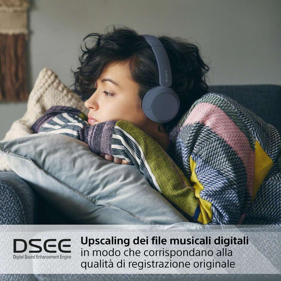 SONY WHCH520L.C Cuffie Wireless Bluetooth con Microfono Integrato Autonomia 50 Colore Blue