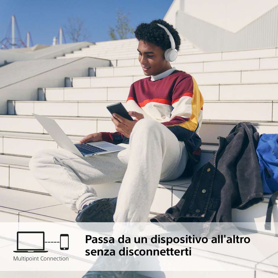 Sony WHCH520W.C Cuffie Wireless Bluetooth ad Alta Risoluzione Nero
