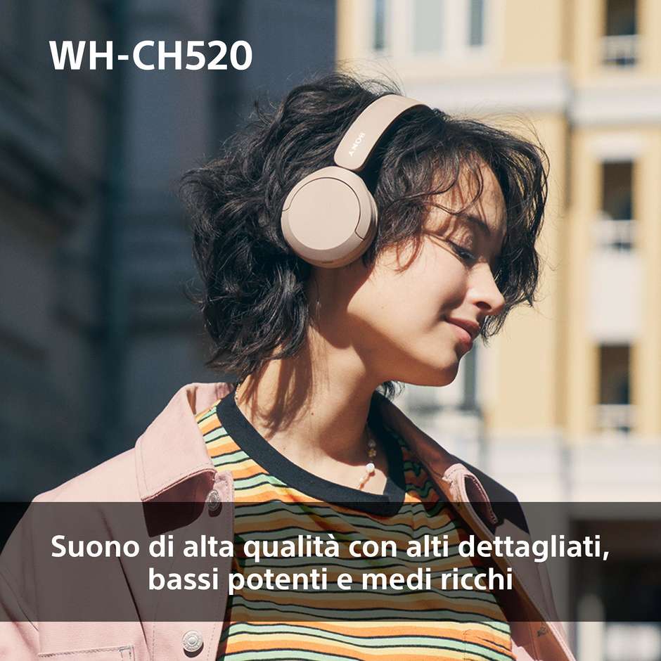 SONY WHCH520Y.CE7 Cuffie Wireless Bluetooth con Microfono Integrato Autonomia 40 Colore Yellow