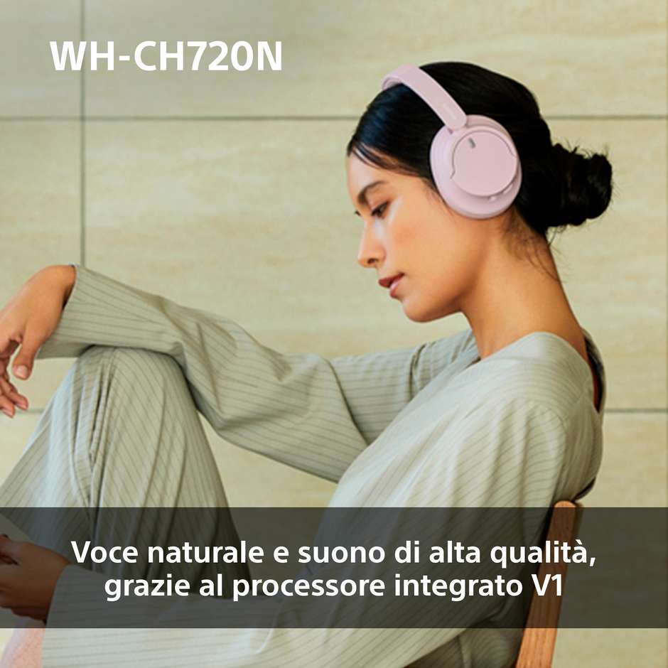 Sony WHCH720NP.CE7 Cuffia Bluetooth Wireless con cancellazione del rumore Colore Rosa