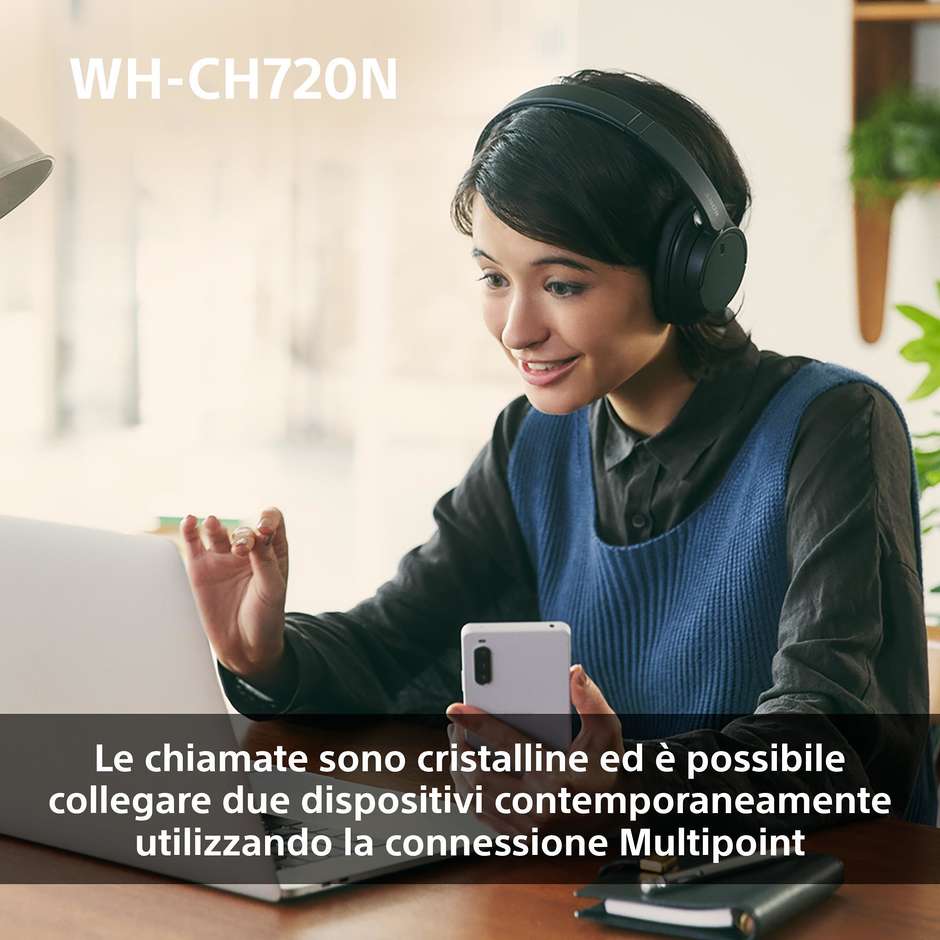 Sony WHCH720NP.CE7 Cuffie Wireless Bluetooth ad Alta Risoluzione Nero