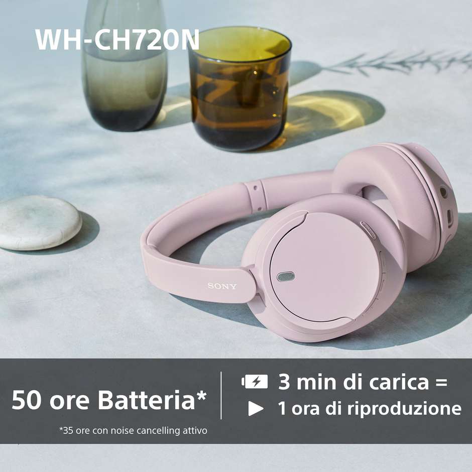 SONY WHCH720NP.CE7 Cuffie Wireless Bluetooth con Microfono Integrato Cancellazione Attiva del Rumore ANC Colore Blue