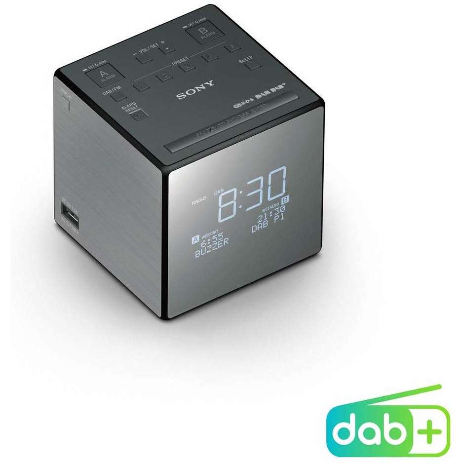 Sony XDRC1DBP.CED Radiosveglia DAB/DAB+ Display LCD 5 stazioni DAB/FM NFC colore Nero