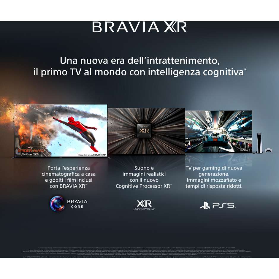 Sony XR55A80J TV OLED 55" 4K Ultra HD Smart TV Wi-Fi Classe G colore cornice nero