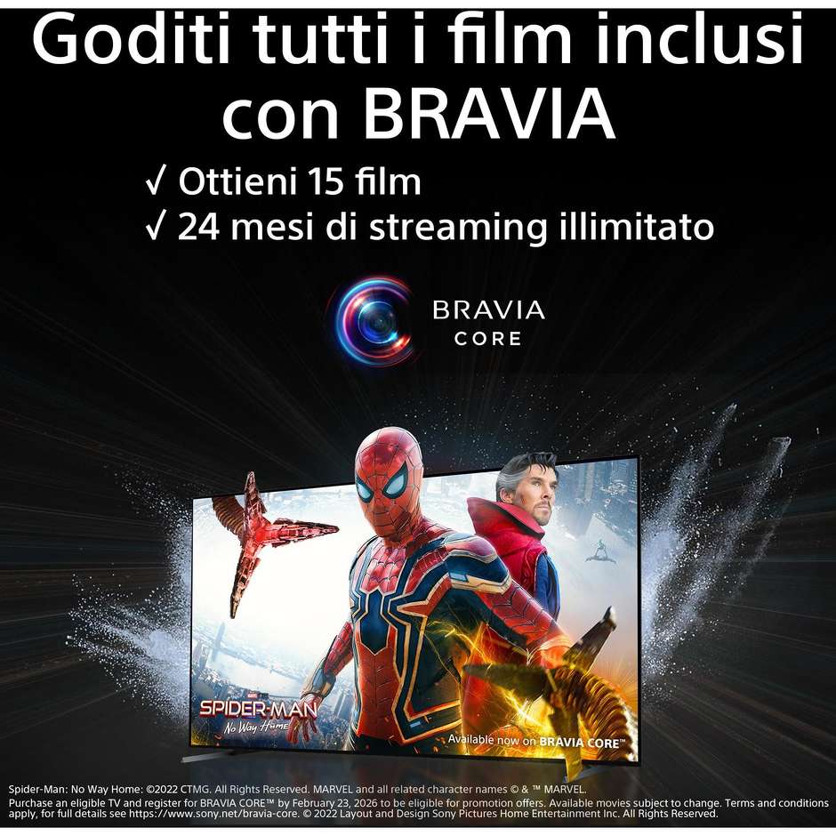 Sony XR55A80LAE Smart TV OLED 55" 4K Ultra HD Wi-Fi DVB-T2 Classe G Nero