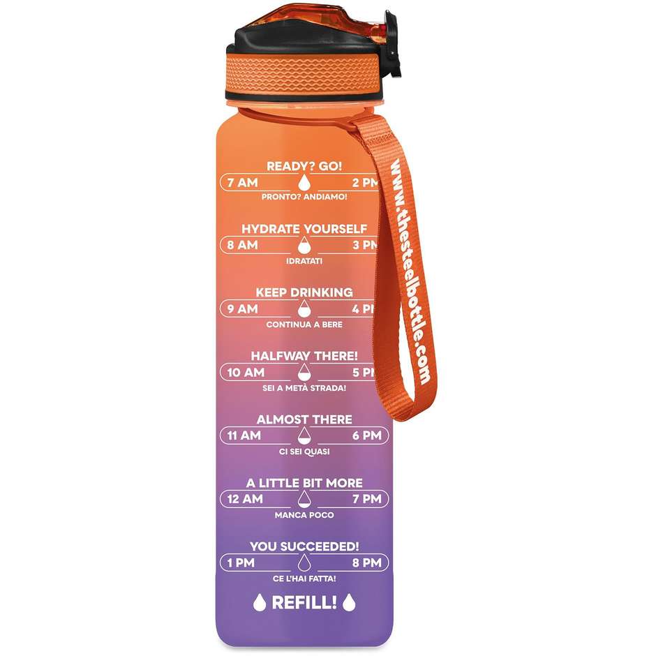 Steel Bottle Borraccia motivazionale Capacita 1 Lt Colore Purple peach