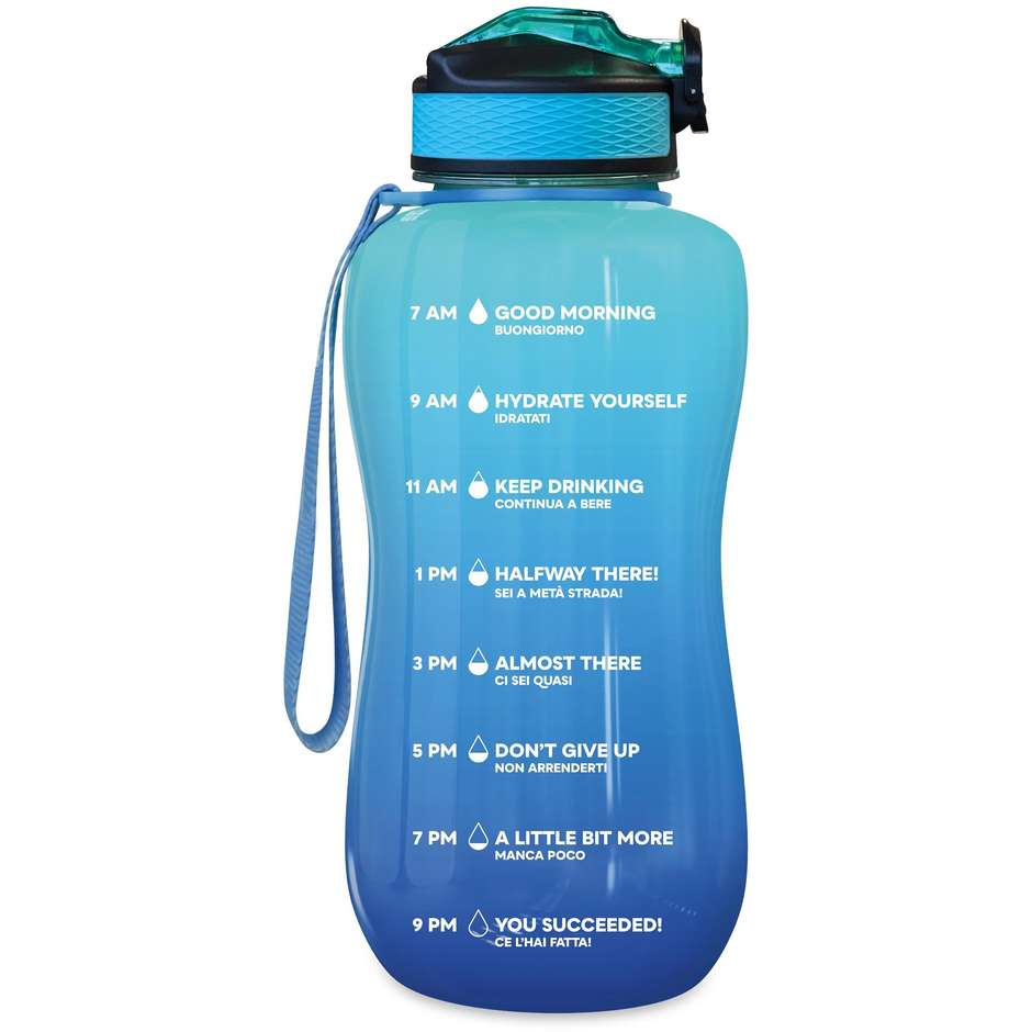 Steel Bottle Borraccia motivazionale Capacita 2.2 Lt Colore Blue aquamarine