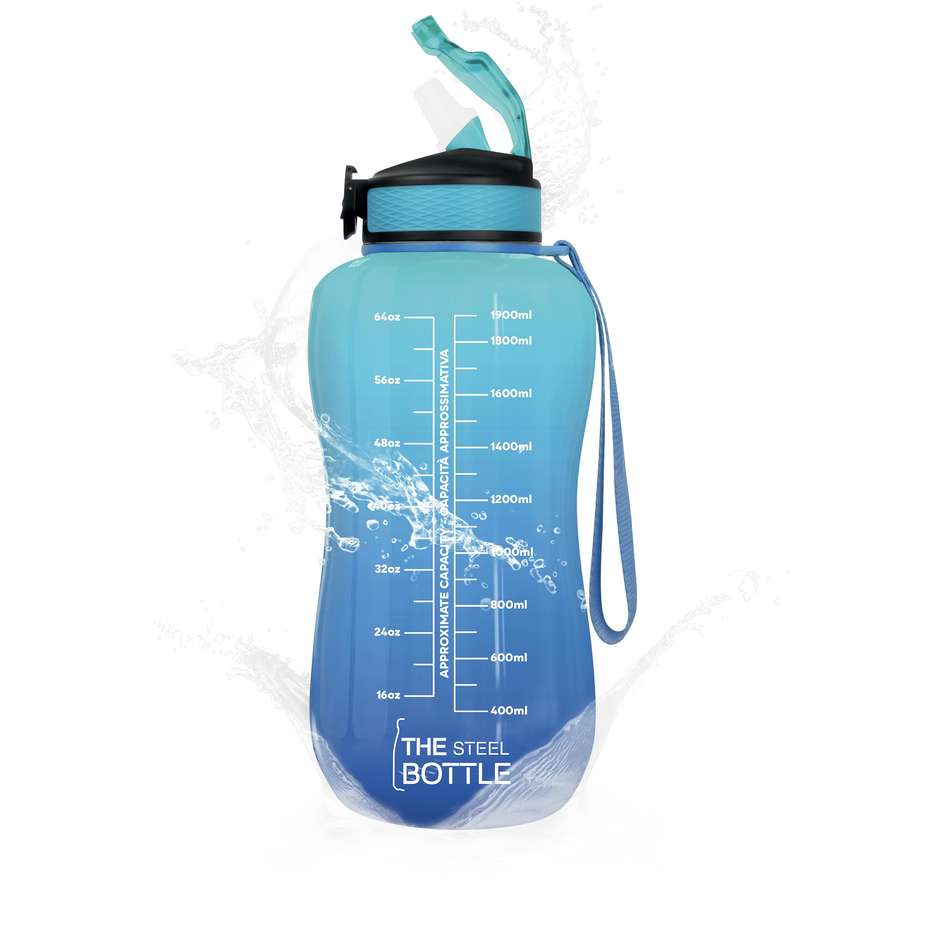 Steel Bottle Borraccia motivazionale Capacita 2.2 Lt Colore Blue aquamarine