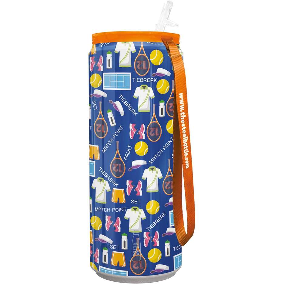 Steel Bottle Bottiglia termica lattina tin con cannuccia Capacita 450 ml Colore Multicolore