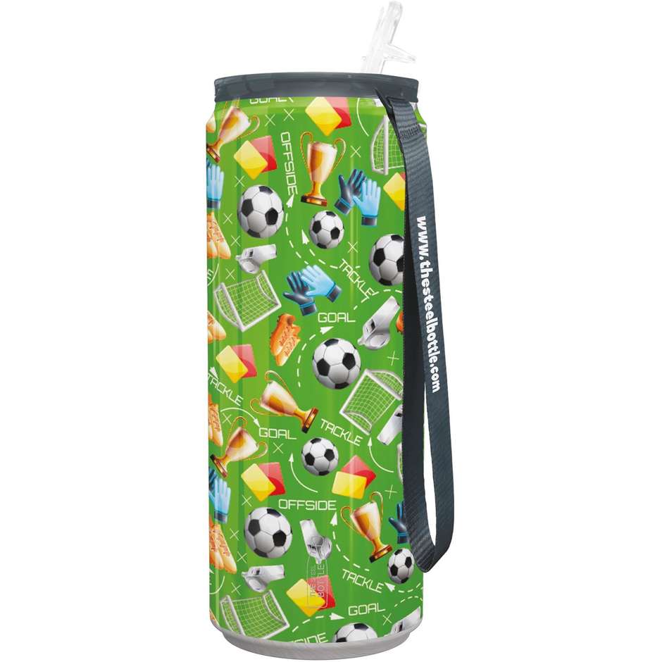 Steel Bottle Bottiglia termica lattina Tin con cannuccia Capacita 450 ml Colore Multicolore