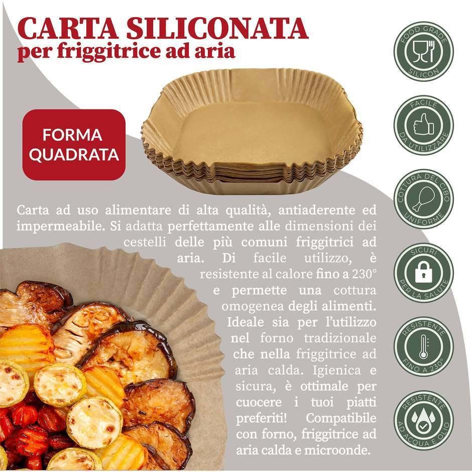 SteelBottle 2Easy Carta da Forno Quadrata 20x20x4,5 cm - 50 Pezzi