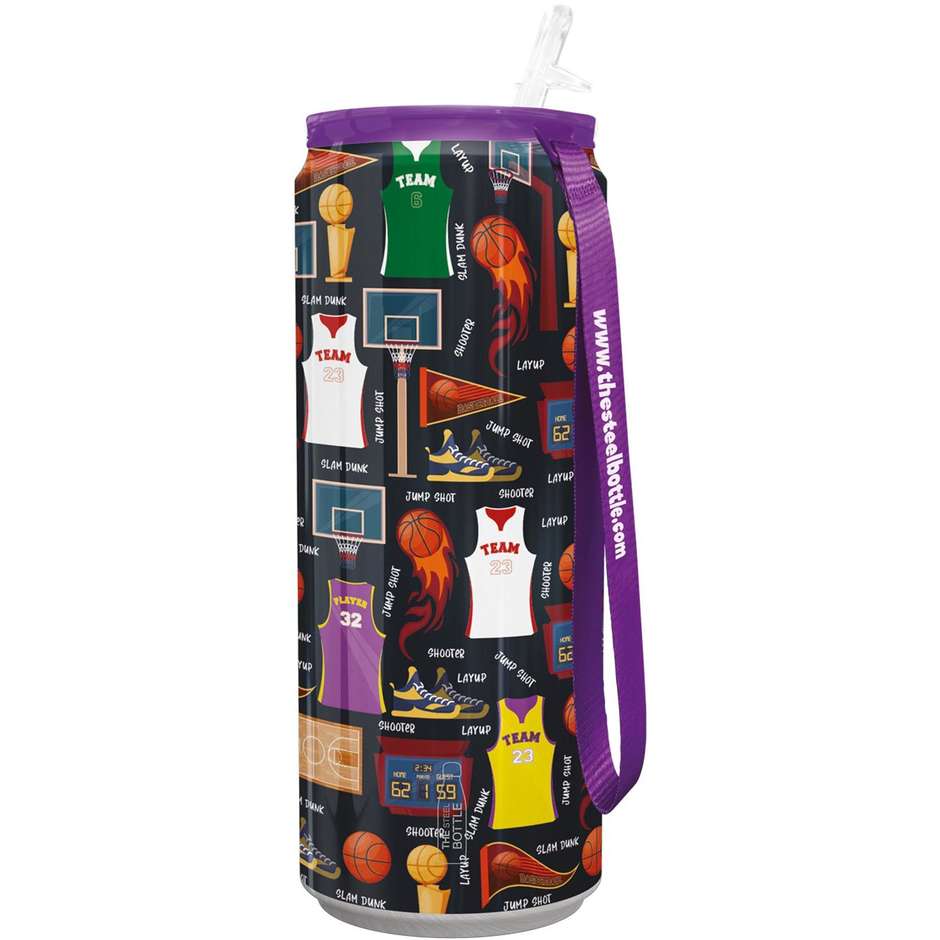 Stell Bottle Bottiglia termica lattina Tin con cannuccia Capacita 450 ml Colore Multicolore