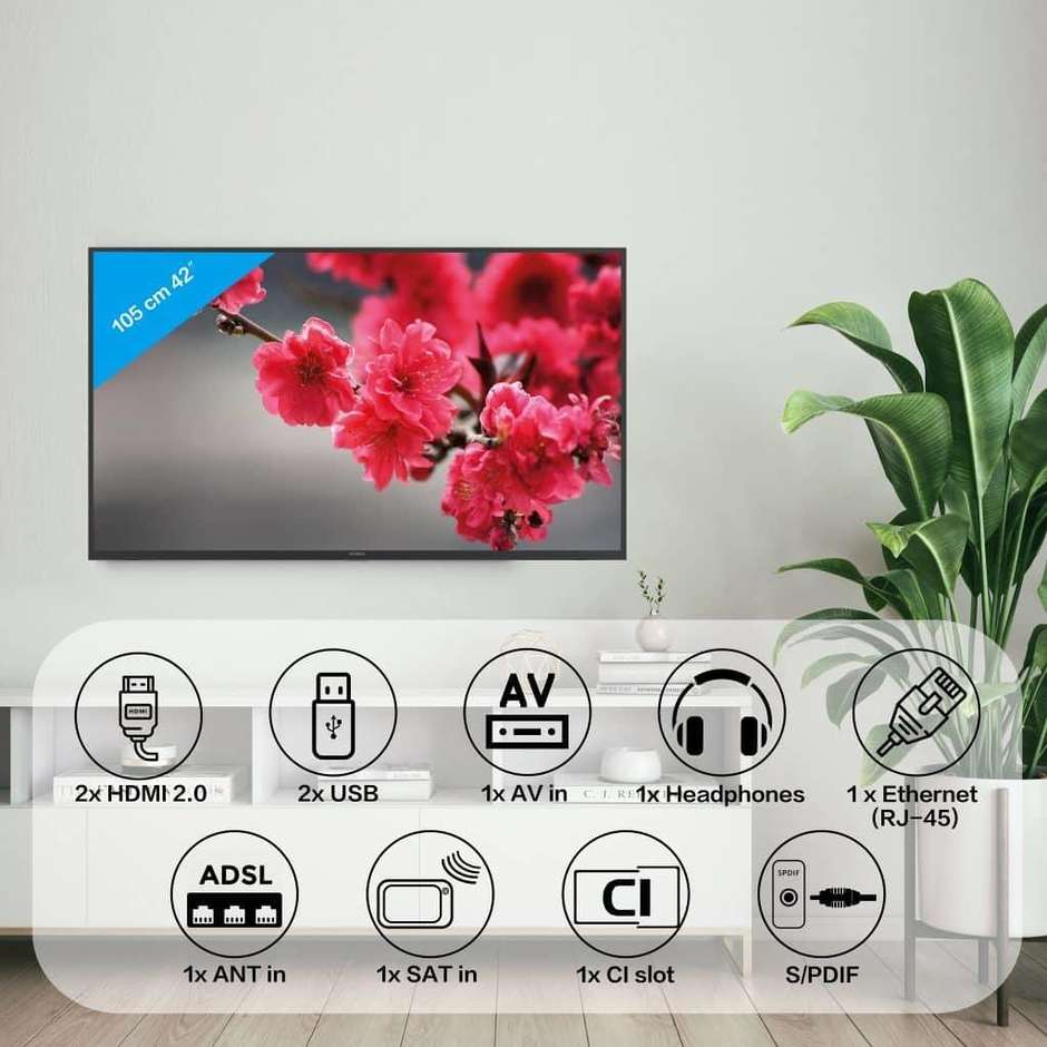 Strong 42FC5433U TV LED 42" Full HD Smart TV Android Classe F colore cornice nero