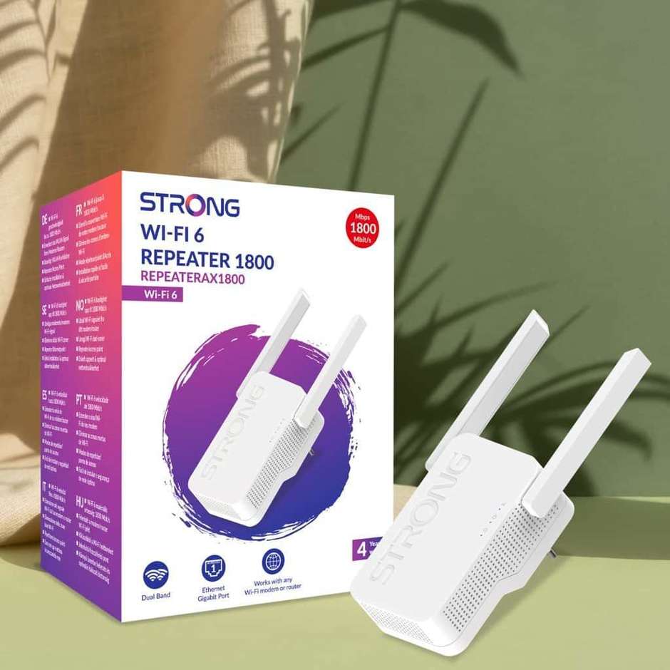 Strong AX1800 (REPEATERAX1800) Range Extender Wi-Fi 6 Mesh 1800 Mbps Porta Gigabit Bianco