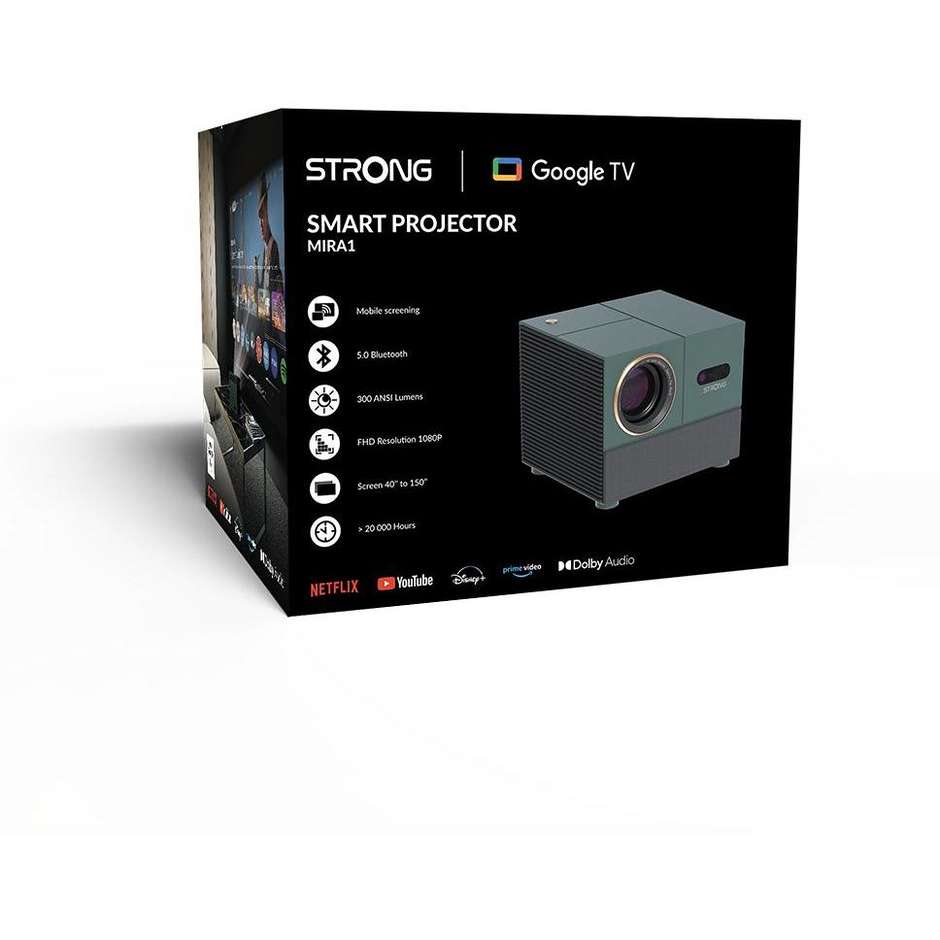 STRONG MIRA1 Videoproiettore Home Cinema ad Alta Definizione con Lampada a Lunga Durata Colore Green