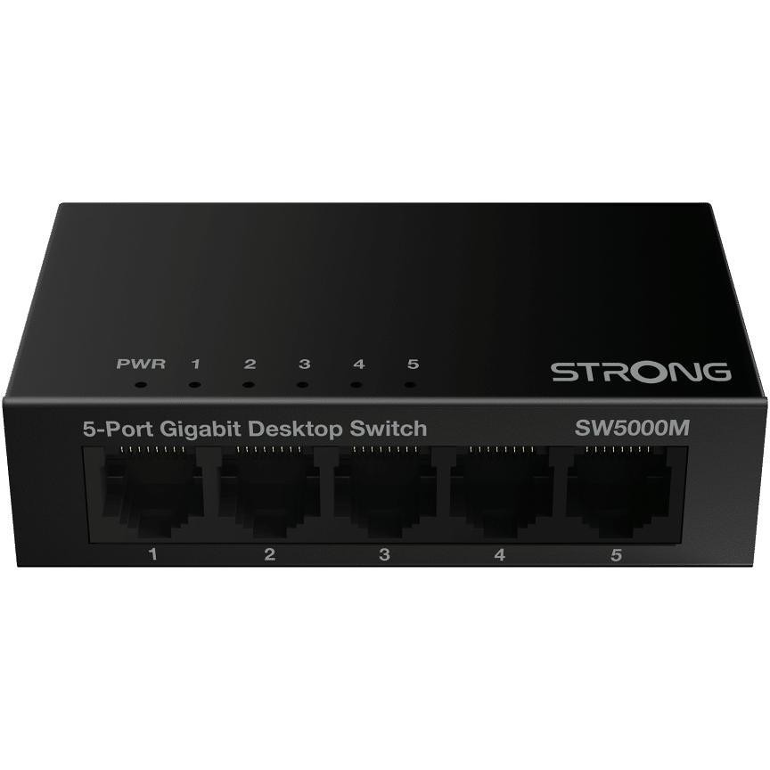 Strong SW5000M Switch Desktop 5 Porte Gigabit Ethernet 10/100/1000 Chassis in Metallo Nero