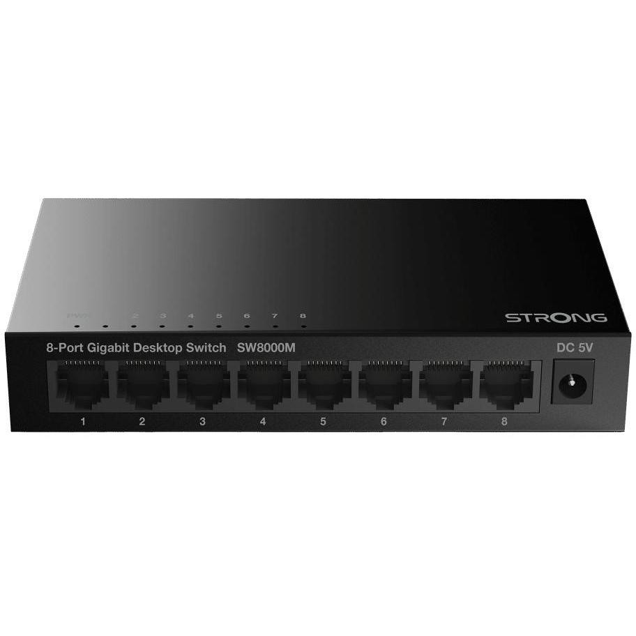 Strong SW8000M Switch Desktop 8 Porte Gigabit Ethernet 10/100/1000 Chassis in Metallo Nero