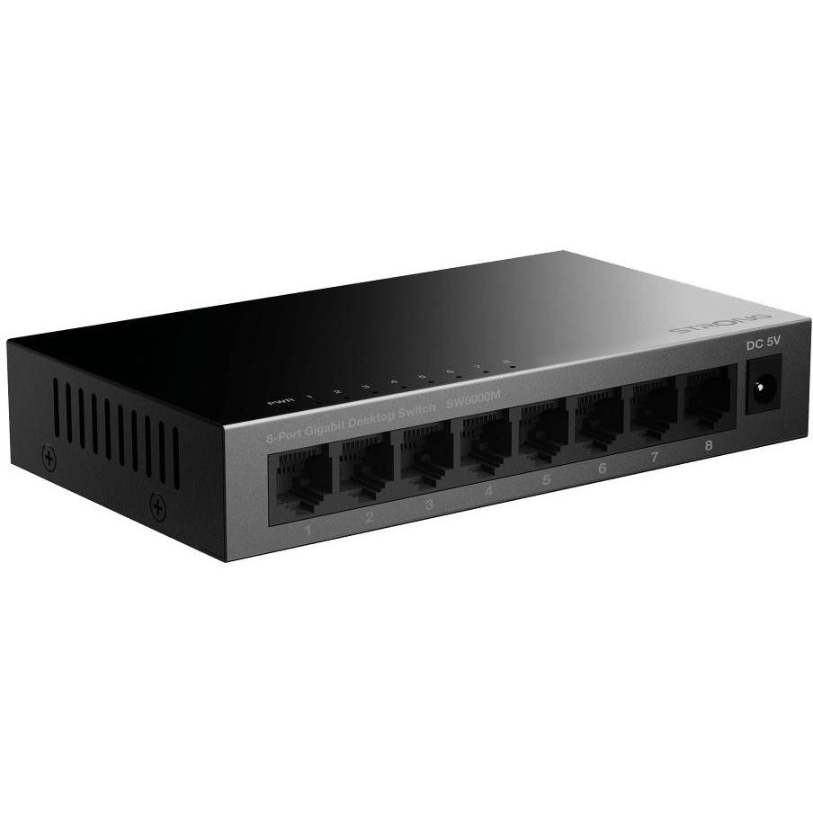 Strong SW8000M Switch Desktop 8 Porte Gigabit Ethernet 10/100/1000Mbps Chassis Metallico Fanless - Nero