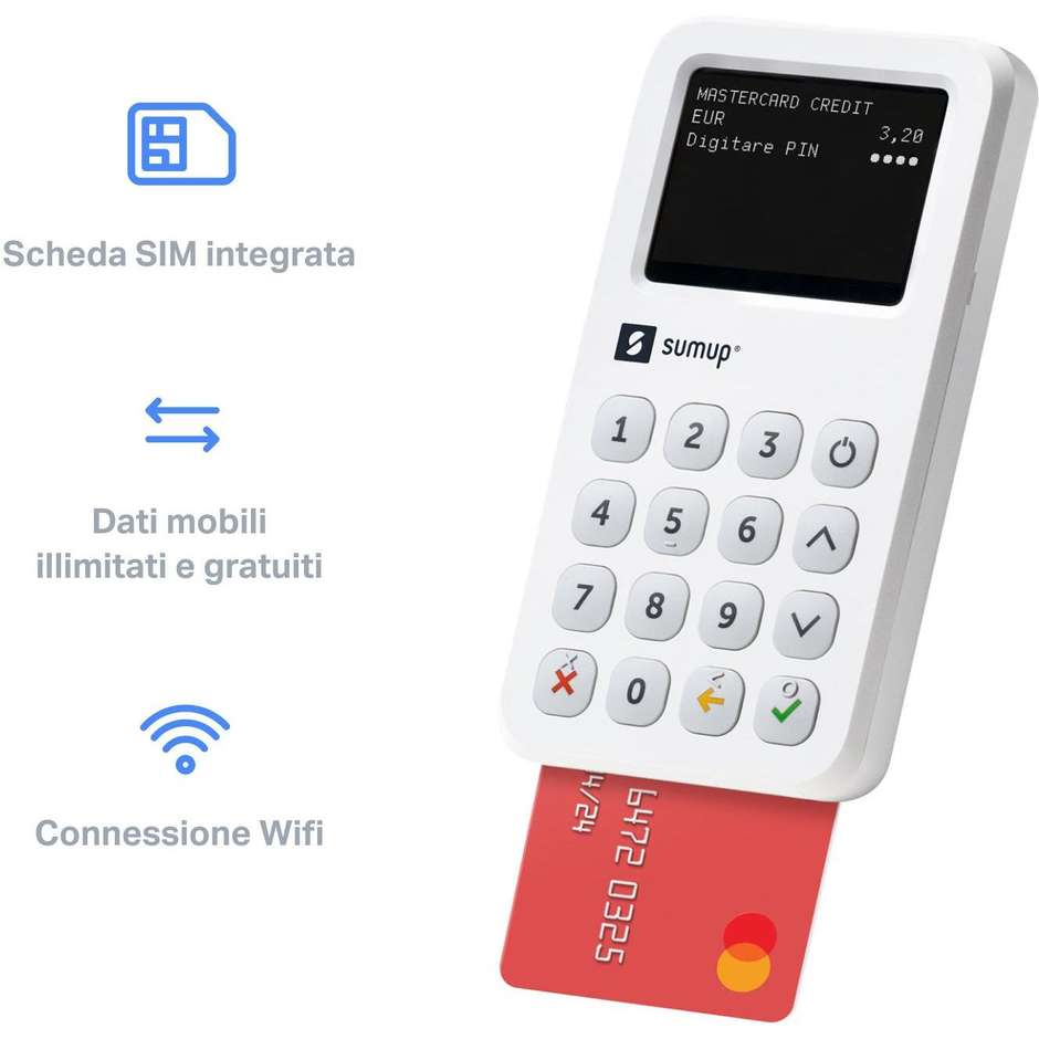 SumUp 3G Wi-Fi Lettore di Carte per Pagamenti Bluetooth NFC colore bianco