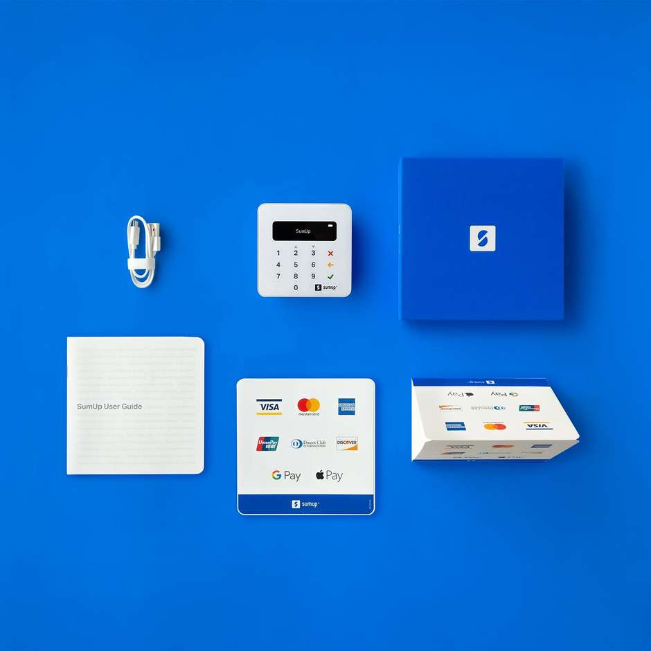 SumUp Air (806600101) Lettore POS Mobile Bluetooth Contactless e Chip per Smartphone e Tablet Bianco