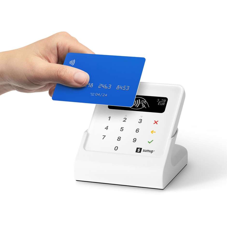 SumUp Air con Base di Ricarica da Banco (800604901) Kit Lettore POS Mobile Bluetooth Bianco
