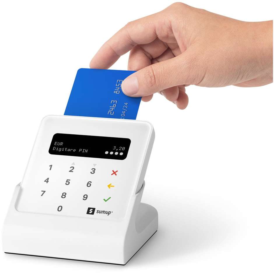 SumUp Air con Base di Ricarica da Banco (800604901) Kit Lettore POS Mobile Bluetooth Bianco