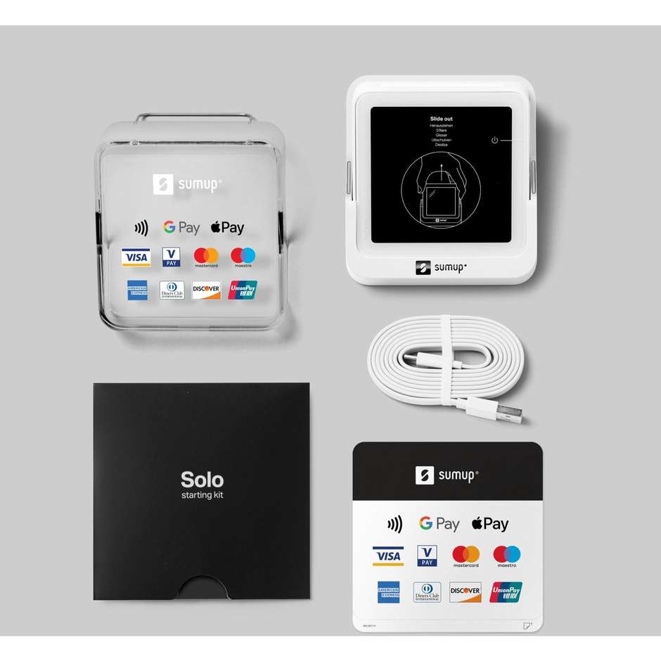 SumUp Solo (806610001) Lettore POS Standalone Touchscreen con SIM 4G Gratuita e Wi-Fi Bianco