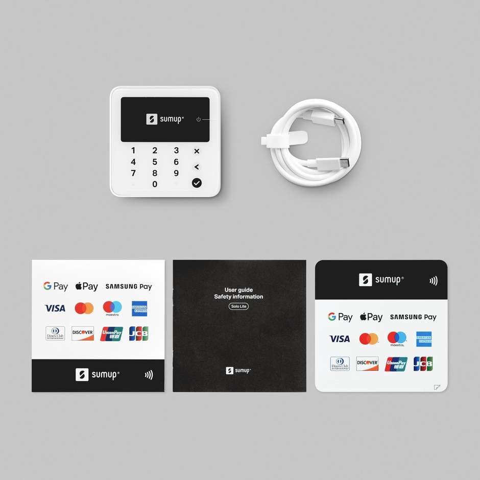 SumUp Solo Lite POS Mobile Contactless e Chip con Batteria Ricaricabile Bluetooth Bianco RDR-SUL-005