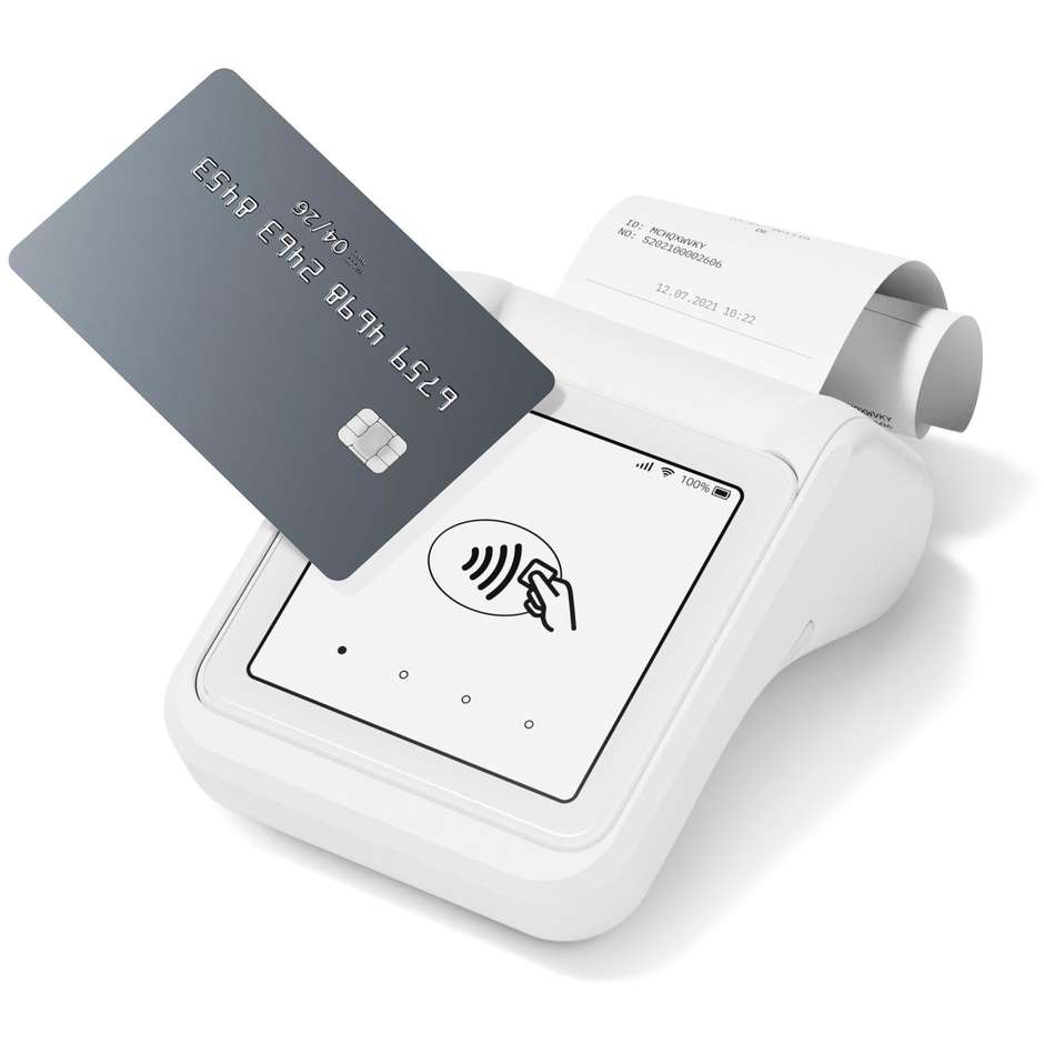 SumUp Solo POS Portatile con Stampante Termica Ricevute Touchscreen Connessione 4G e Wi-Fi Bianco 800620001