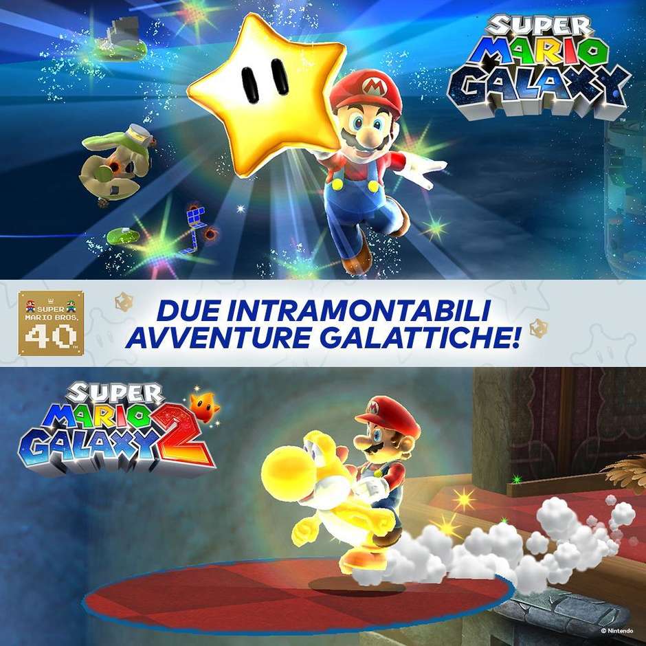Super Mario Galaxy 1 + 2 Collezione Stellare per Nintendo Switch (10016140) Bundle Due Giochi Rimasterizzati in HD Italiano Scheda di Gioco