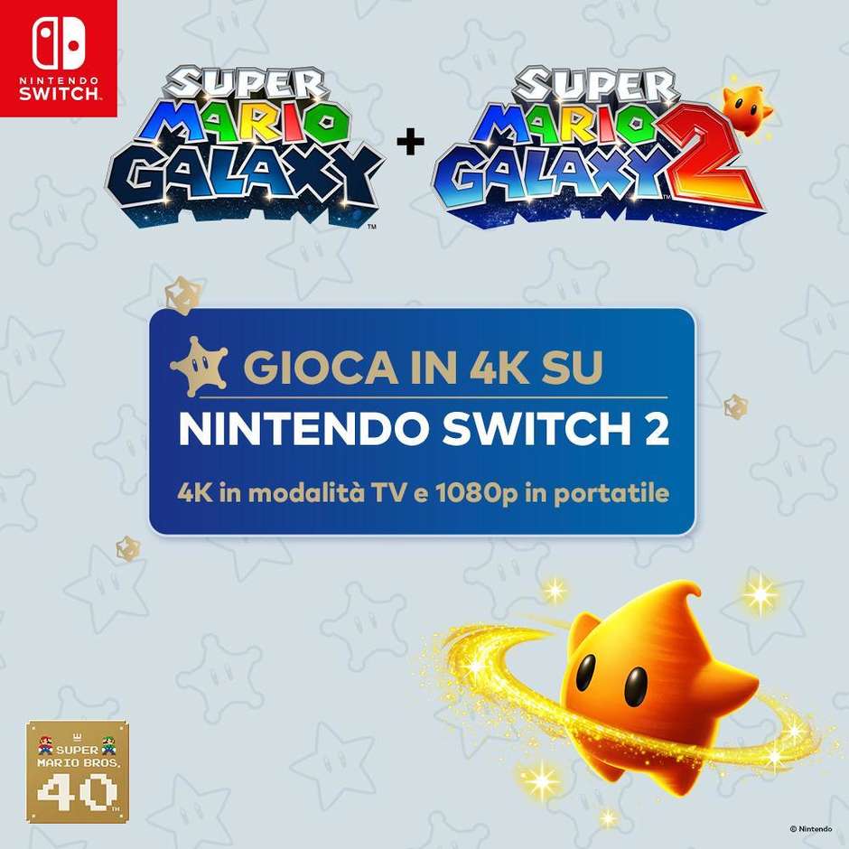 Super Mario Galaxy 1 + 2 Collezione Stellare per Nintendo Switch (10016140) Bundle Due Giochi Rimasterizzati in HD Italiano Scheda di Gioco