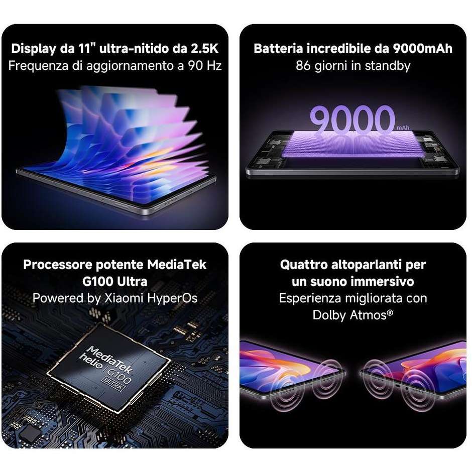 tablet 11" 90hz 4/128gb 9000mah