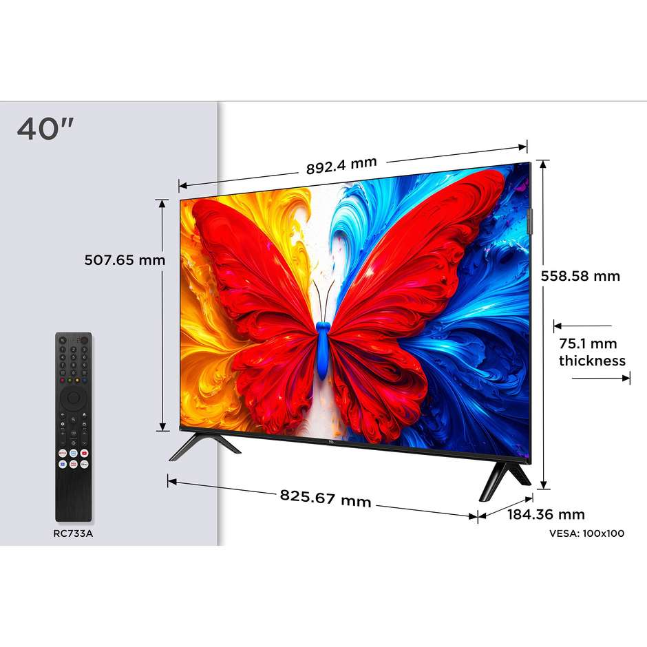 TCL 40S5L TV QLED Full HD 40" HDR Smart TV Nero