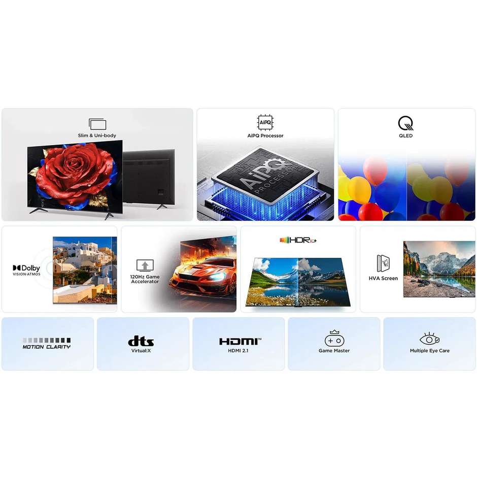 TCL 43T69C 43" QLED 4K HDR Google TV Nero