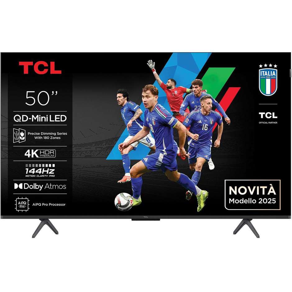 TCL 50C69K Smart TV 50" QD-Mini LED 4K 144Hz Google TV Dolby Atmos Metallico