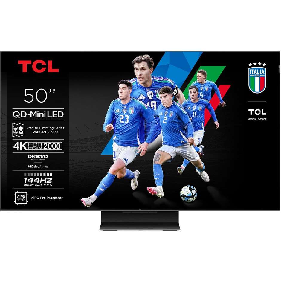 TCL 50C79K TV 50" QD-MiniLED 4K Ultra HD Smart TV Wi-Fi Classe F Colore Nero