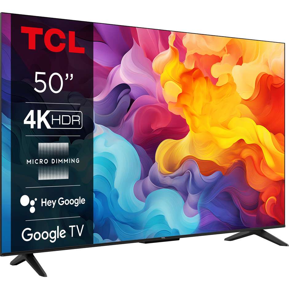 TCL 50P655 TV LED 50" 4K Ultra HD Smart TV Wi-Fi Classe F Colore Nero