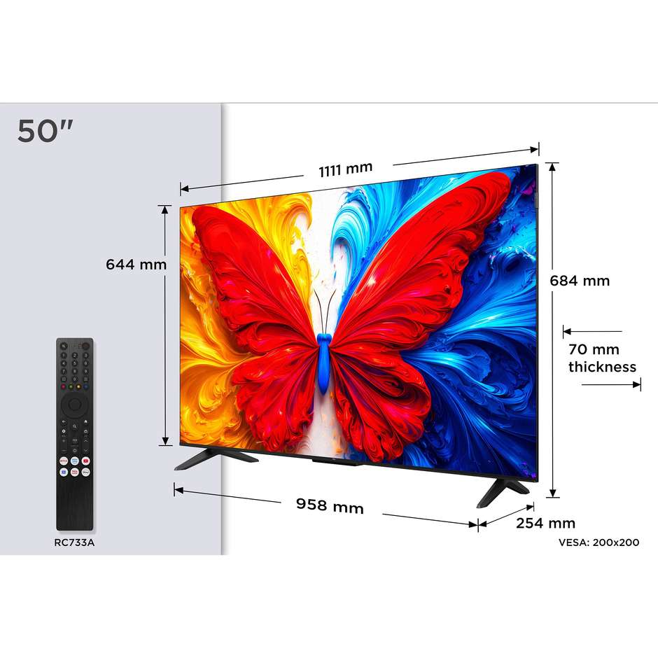 TCL 50S5L Smart TV 50" 4K Ultra HD QLED Android TV Nero
