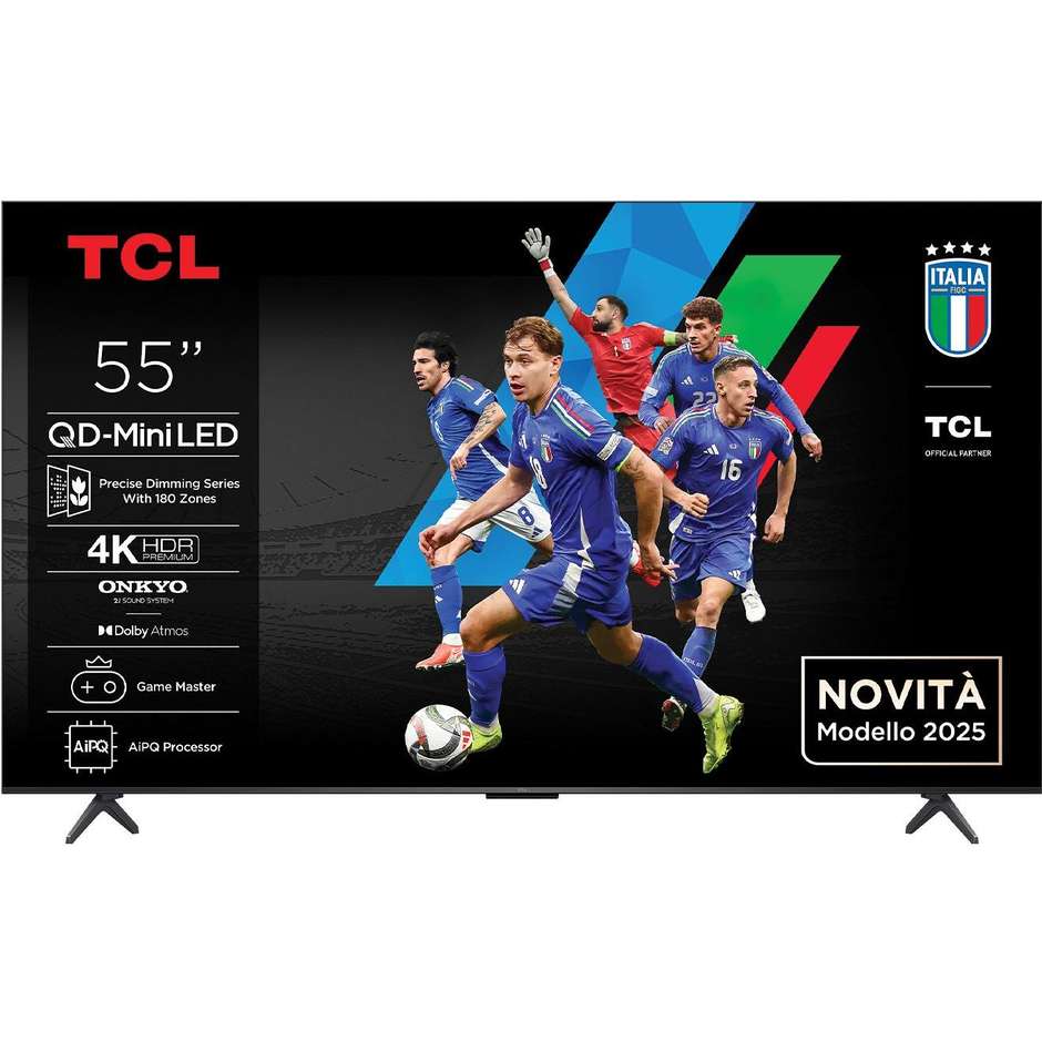 TCL 55C69KS Smart TV 55" LED 4K Ultra HD Google TV Colore Metallic