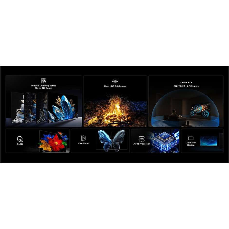 TCL 55C69KS TV LED 55" 4K Ultra HD Smart TV Wi-Fi Classe F Colore Nero