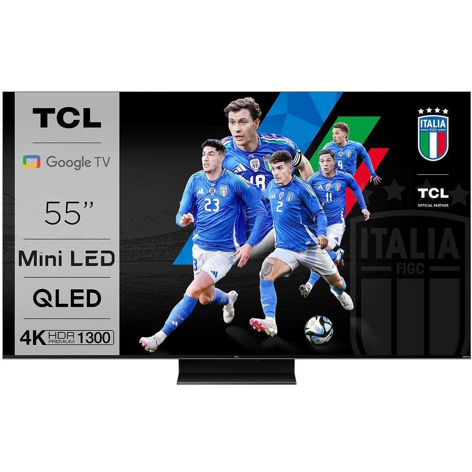 TCL 55C805 Tv LED 55"4K Ultra HD Smart Tv Wi-Fi Classe G Colore Nero