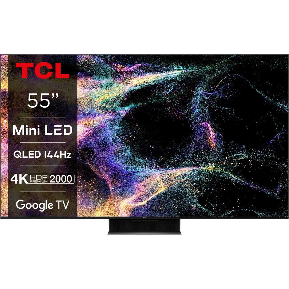 Tcl 55C845 Smart TV QLED 55" 4K Ultra HD Wi-Fi DVB-T2 Classe G Nero