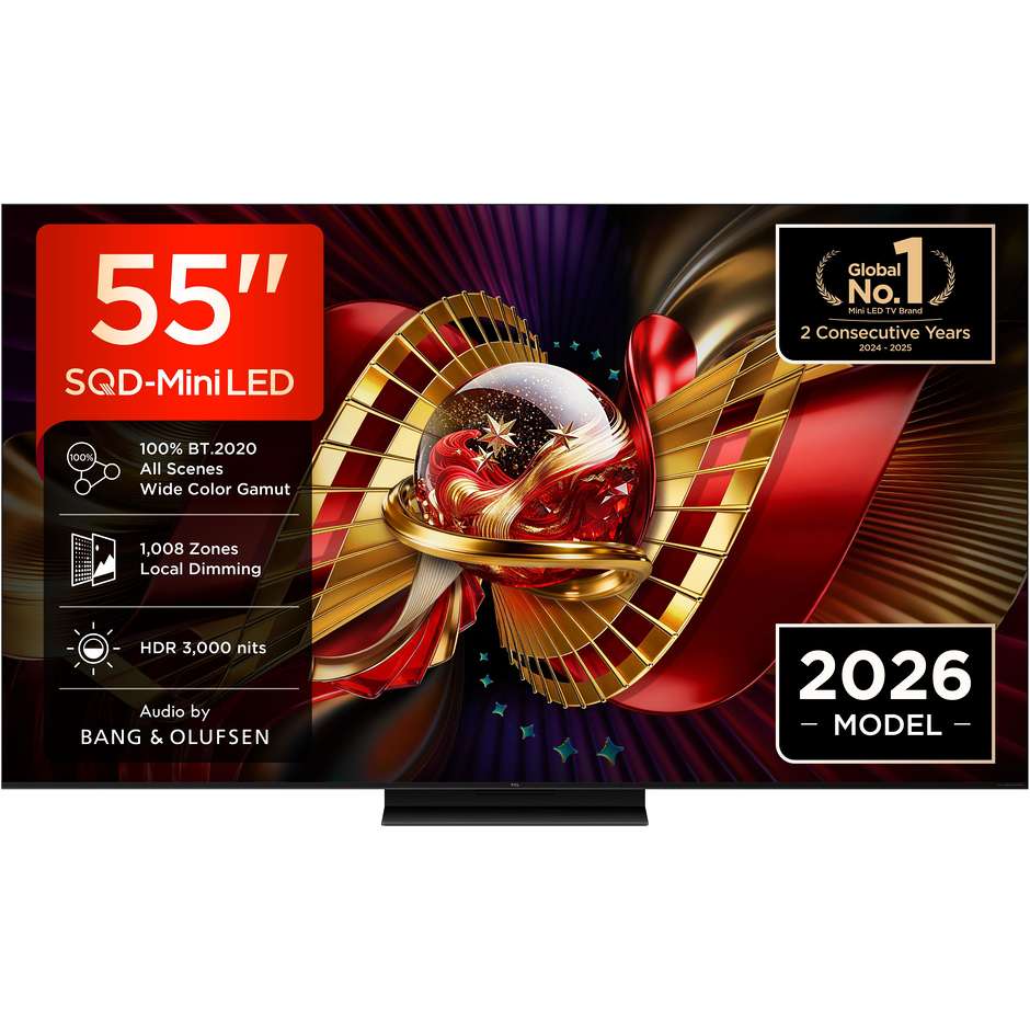 TCL 55C8L Smart TV 55" 4K SQD-Mini LED 144Hz Google TV Nero